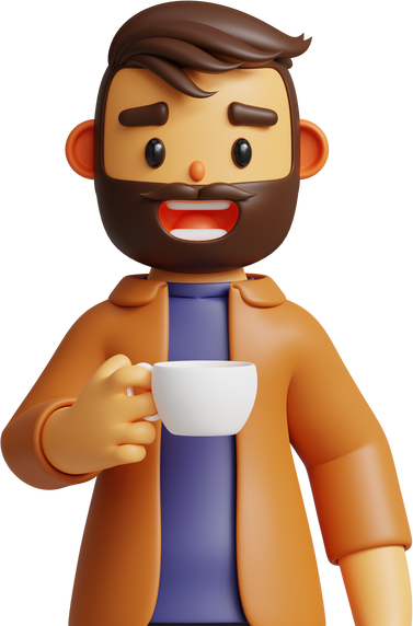 3D Man Drinking Coffee